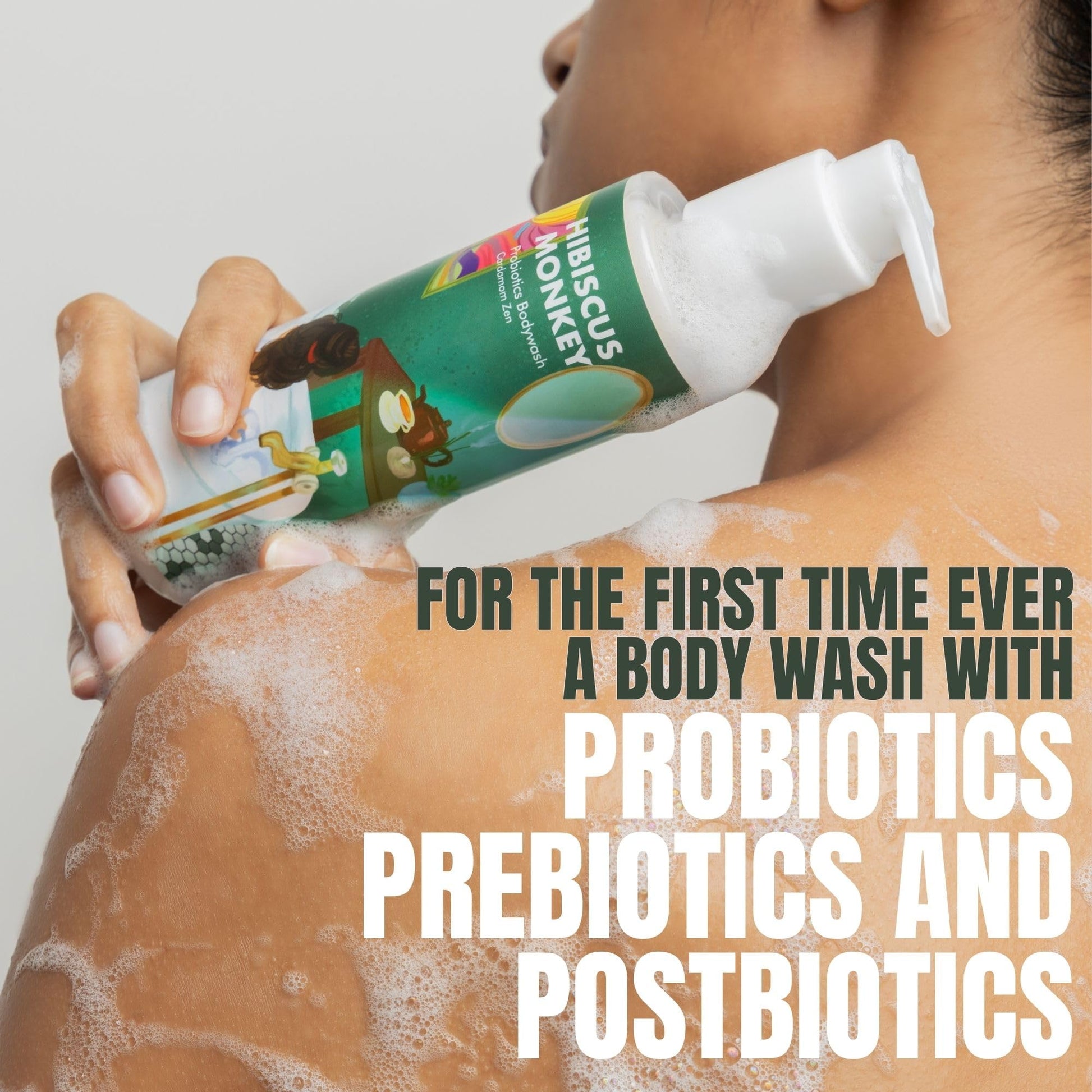 HIBISCUS MONKEY Probiotics Body Wash, 200ml, Plant-Derived, Dermatologist Tested, Unisex - size and scale