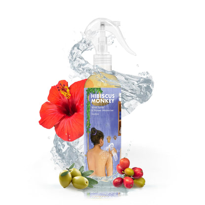HIBISCUS MONKEY Velvet Spray Squalene In Shower Body Moisturizer, 250ml, Olive Squalane, Castor Oil, Plant Salicylic Acid