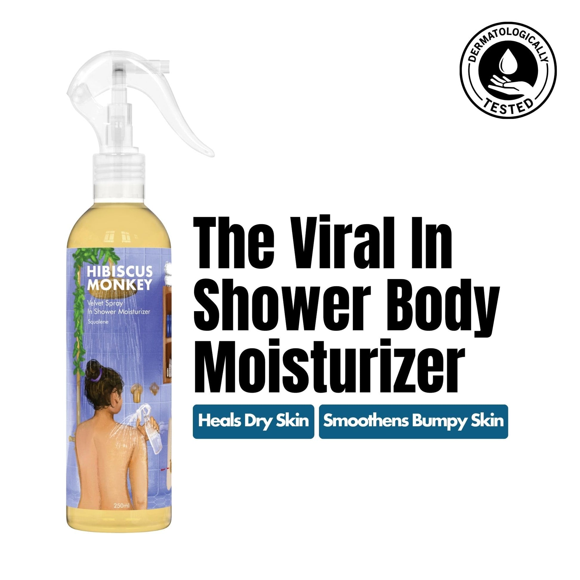 HIBISCUS MONKEY Velvet Spray Squalene In Shower Body Moisturizer, 250ml, Olive Squalane, Castor Oil, Plant Salicylic Acid - f