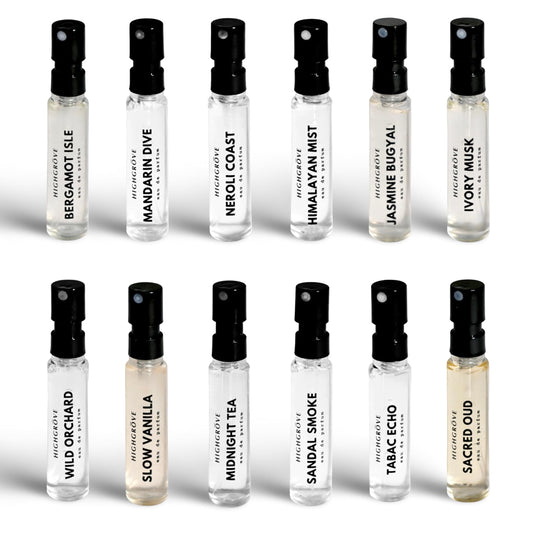Highgrōve Rakshabandhan Discovery Set Eau De Parfum, 12 Vials x 3ml, Unisex Adult Perfume