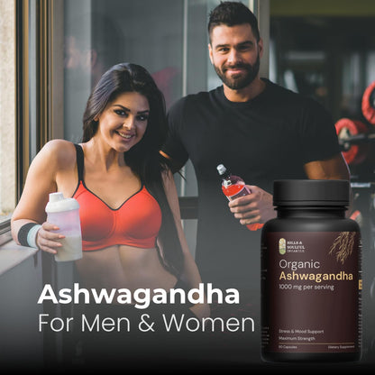 Hills and Soulful Organics Ashwagandha Root Powder Capsules, 1000mg, 60 Count, Vegetarian - front view