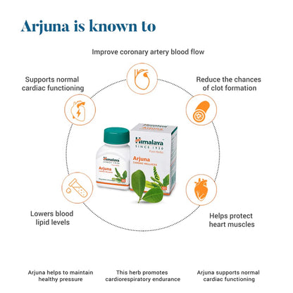 Himalaya Arjuna Herbal Supplement, 60 Tablets, Adult Unisex, India Origin - back view