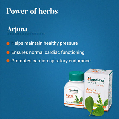 Himalaya Arjuna Herbal Supplement, 60 Tablets, Adult Unisex, India Origin - packaging