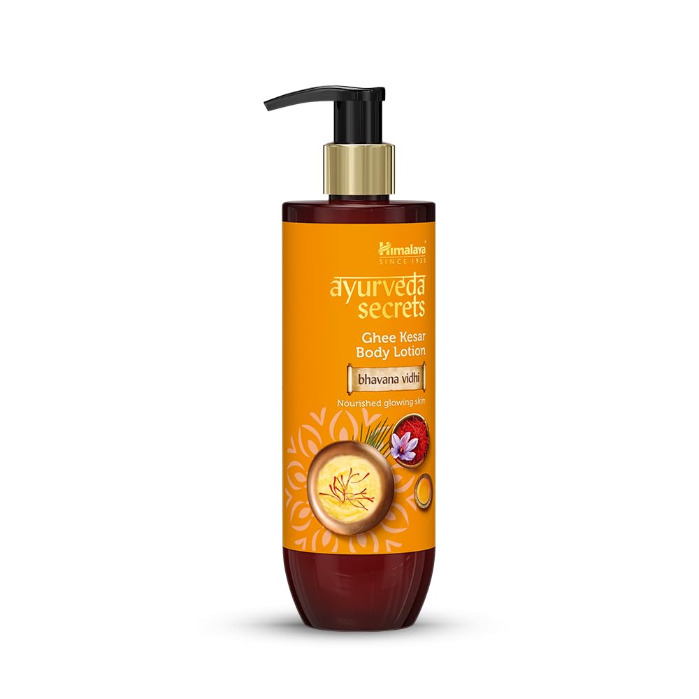 Himalaya Ayurveda Secrets | Ghee Kesar Moisturizing Body Lotion for Dry Skin | With pure cow ghee, kumkuma (saffron) | Parabe