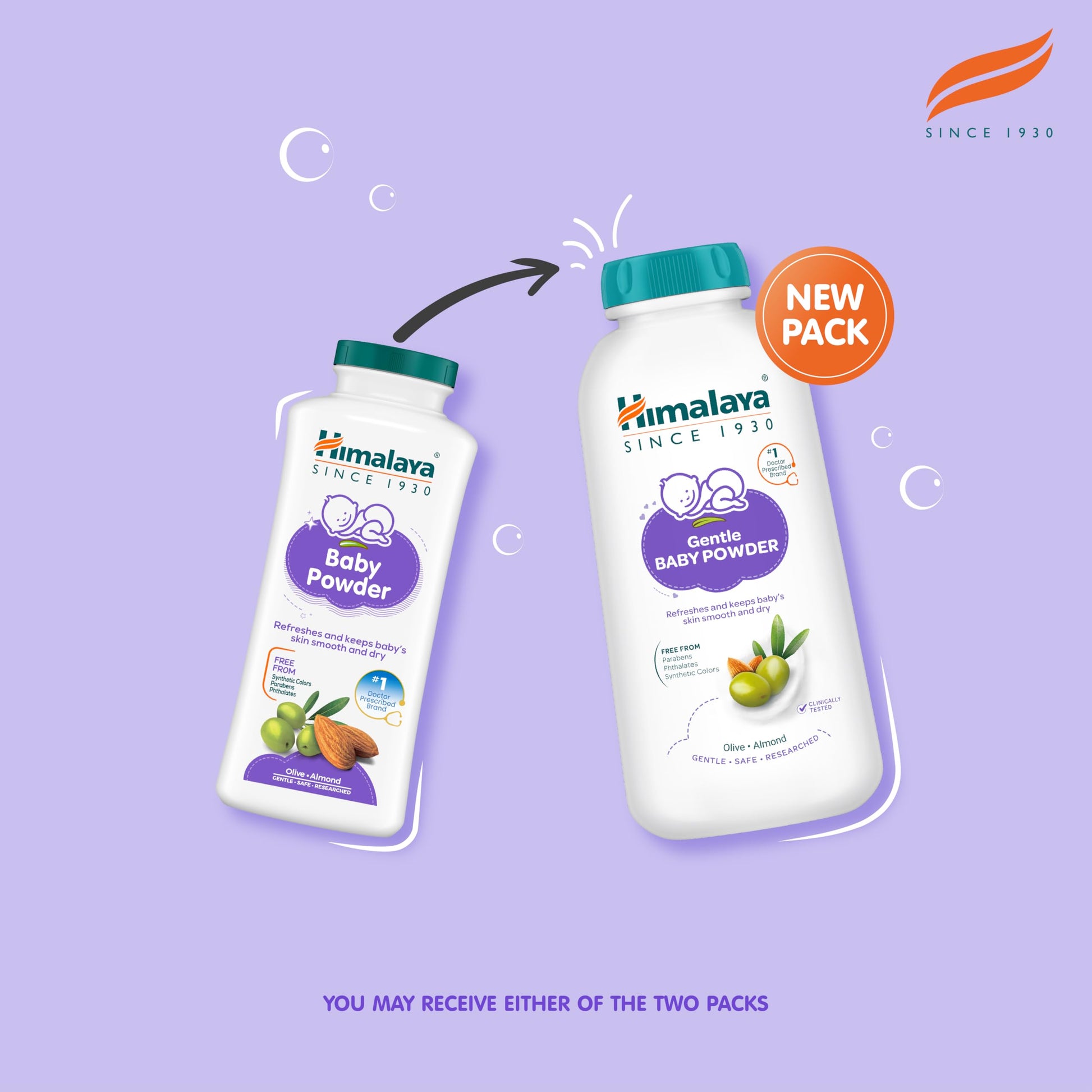 Himalaya Baby Powder with Olive Oil and Yashada Bhasma, Baby Care Powder - front view (19)