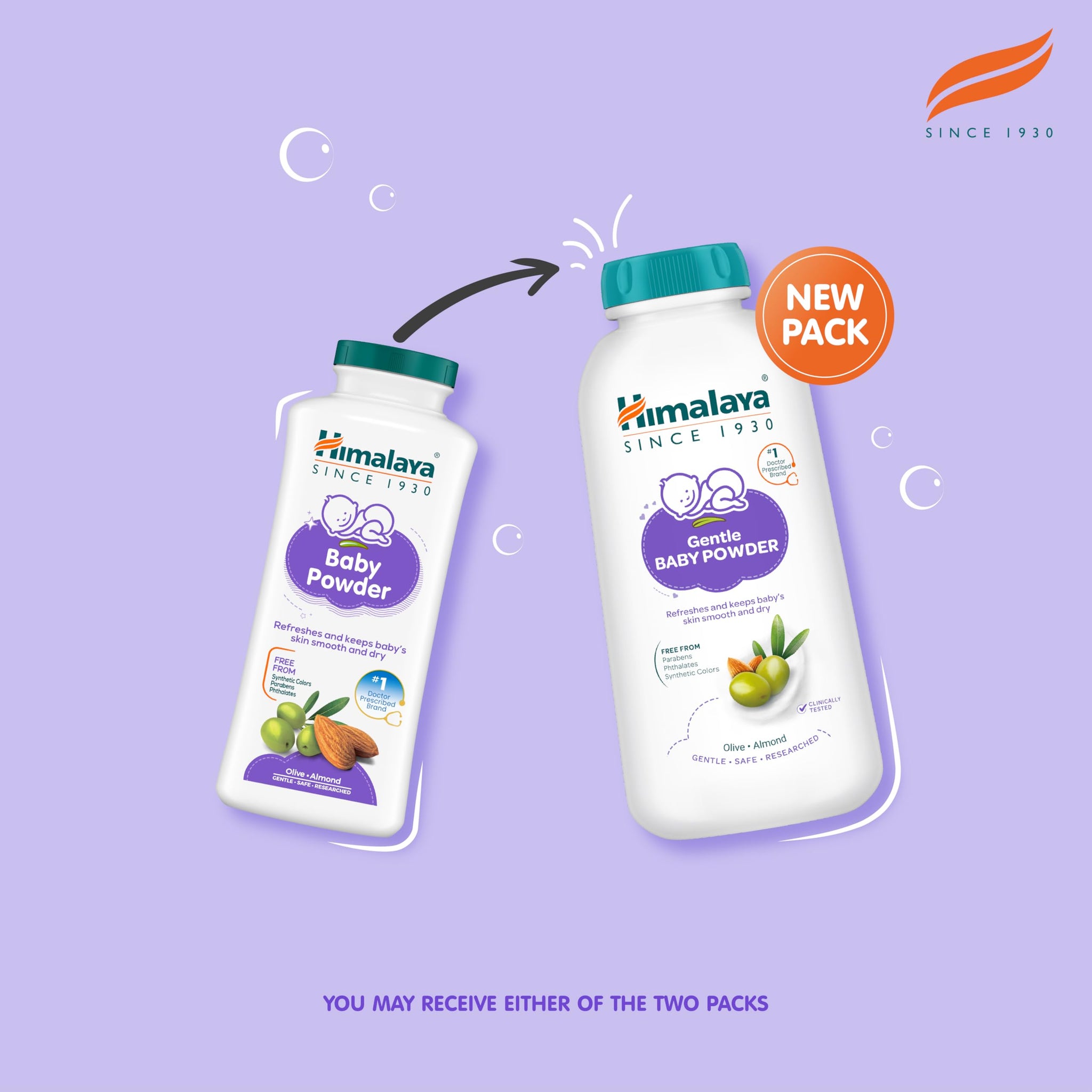 Himalaya Baby Powder with Olive Oil and Yashada Bhasma, Baby Care Powder - front view (19)