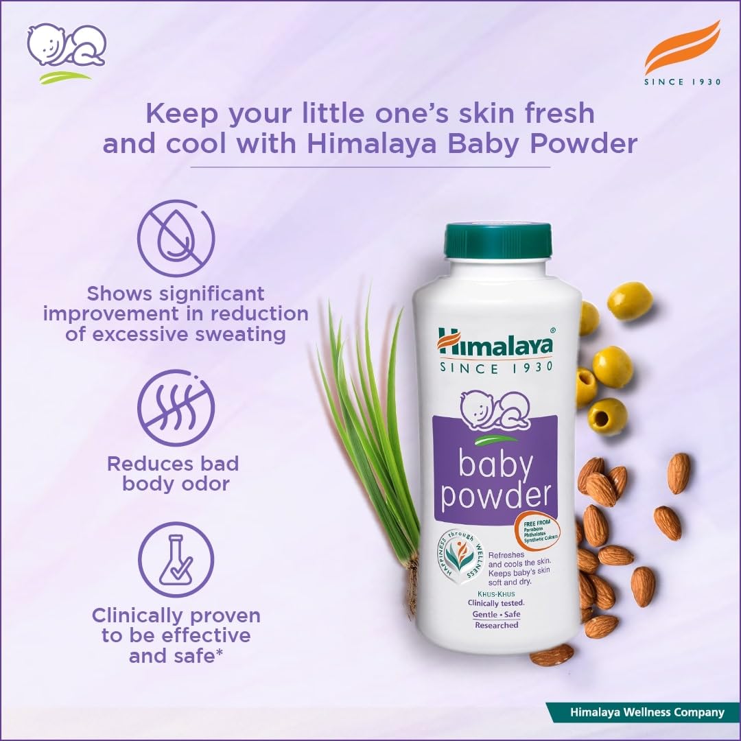 Himalaya Baby Powder with Olive Oil and Yashada Bhasma, Baby Care Powder - front view