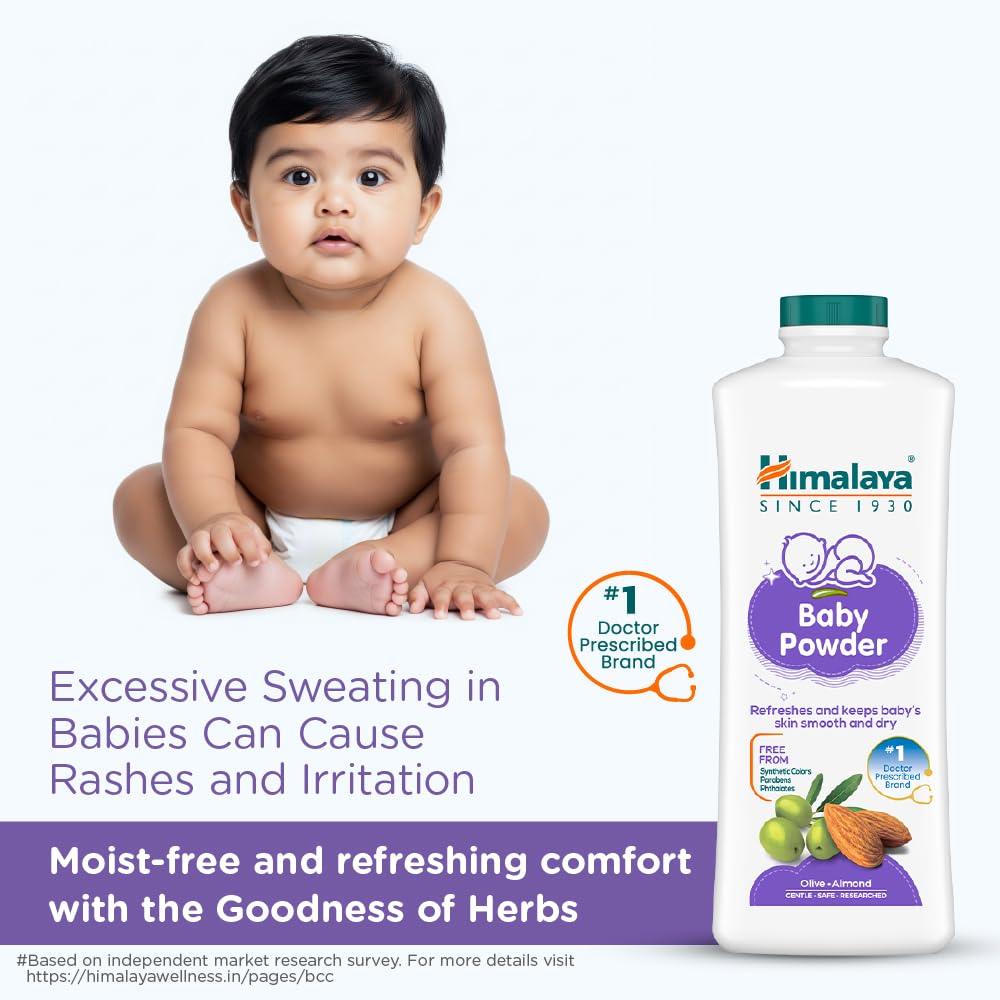 Himalaya Baby Powder with Olive Oil and Yashada Bhasma, Baby Care Powder - back view (20)