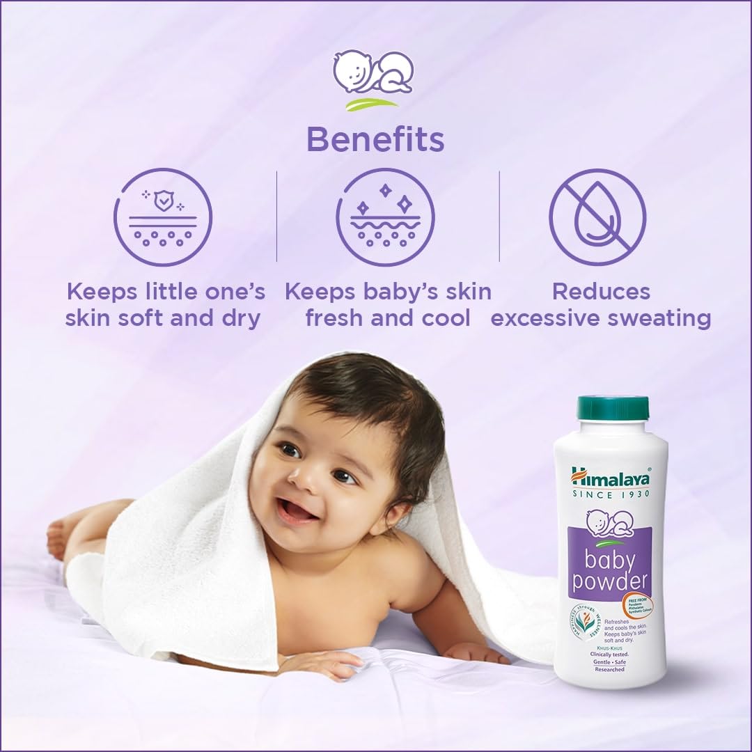 Himalaya Baby Powder with Olive Oil and Yashada Bhasma, Baby Care Powder - back view