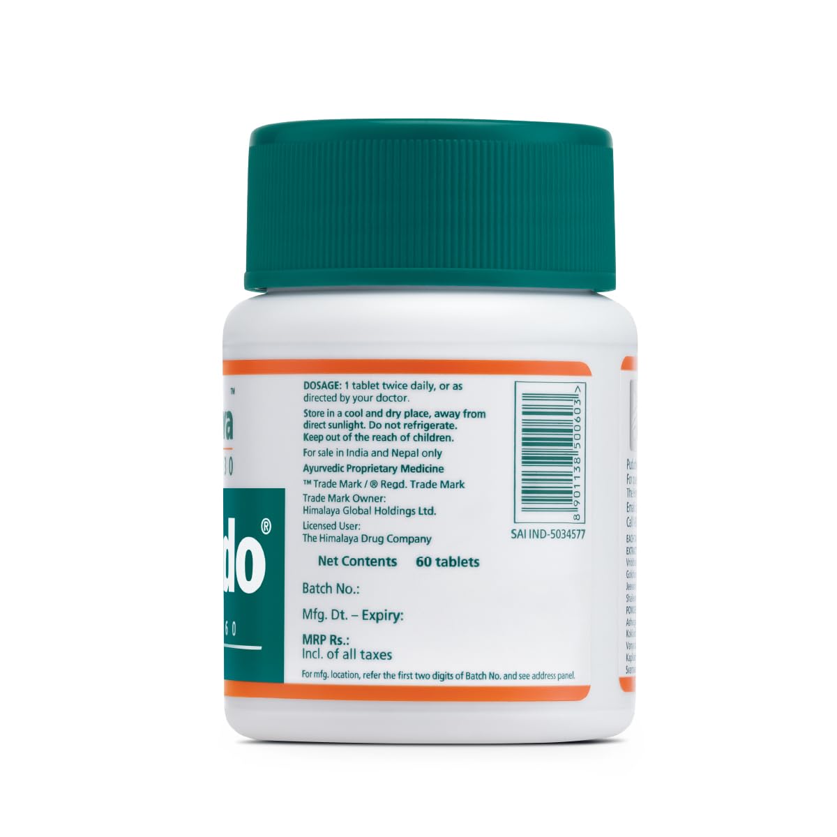 Himalaya Confido Herbal Supplement Tablets, 60 Count - back view