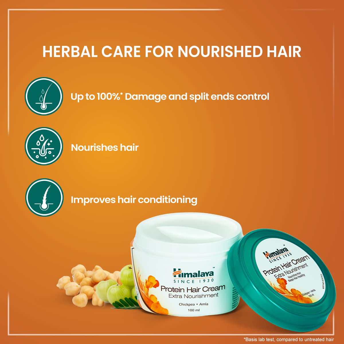 Himalaya Protein Hair Cream with Chickpea and Amla, 100g, Non-Sticky Conditioner for Men and Women - packaging