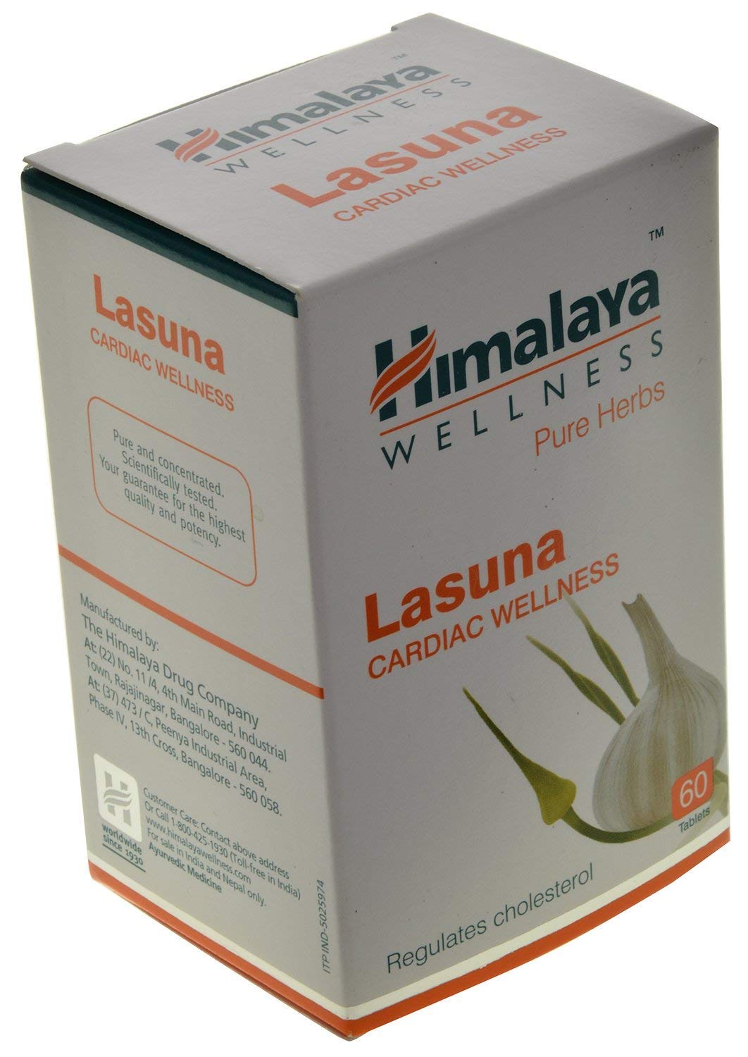 Himalaya Pure Herbs Lasuna Garlic Tablets, 250 mg, 60 Count, Herbal Supplement - front view