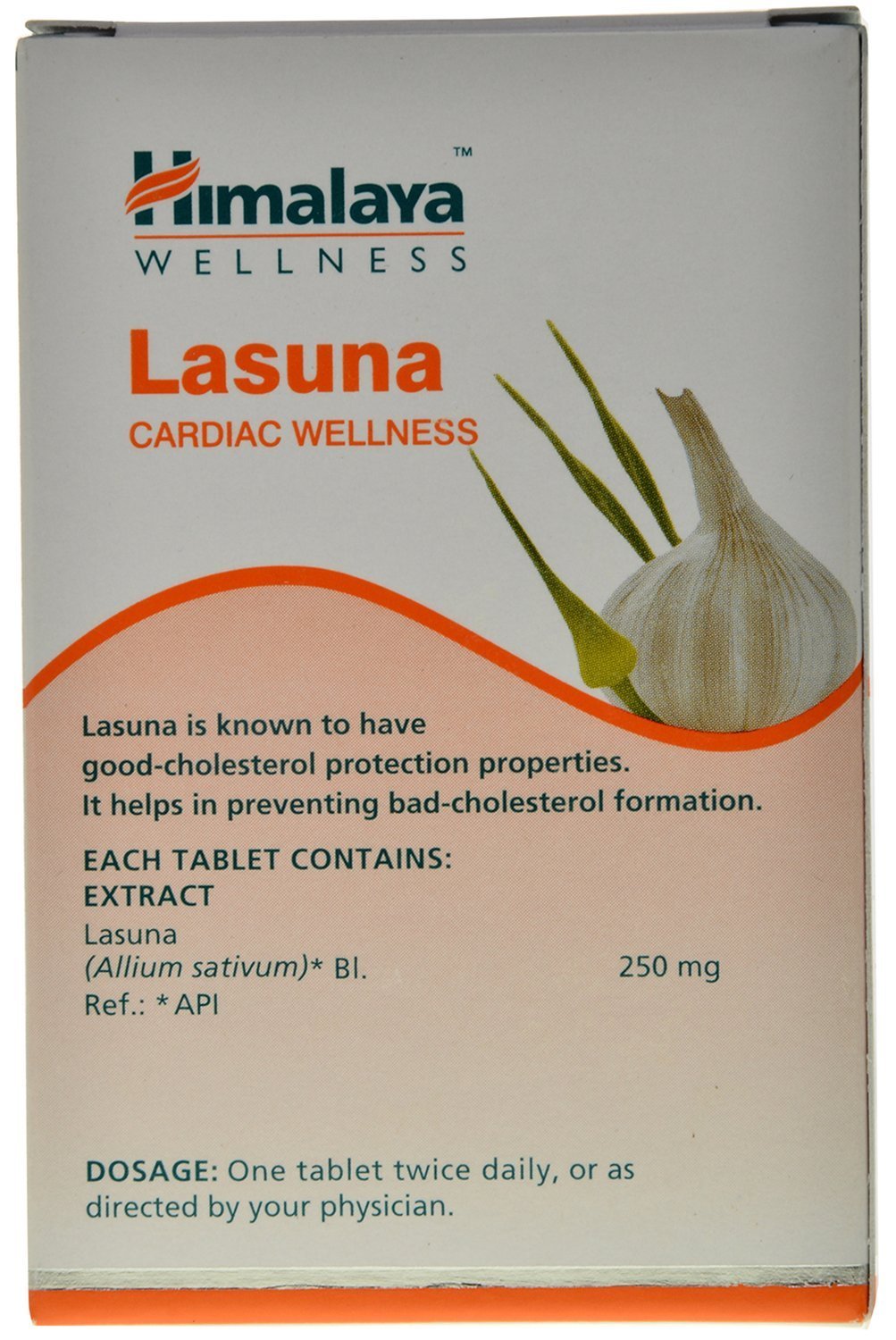 Himalaya Pure Herbs Lasuna Garlic Tablets, 250 mg, 60 Count, Herbal Supplement - back view