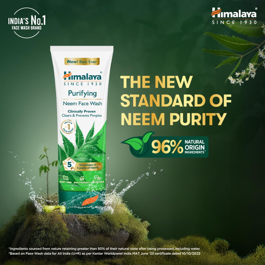 Himalaya Purifying Neem Face Wash, 400ml, Soap-Free, for Oily and Acne-Prone Skin - label detail