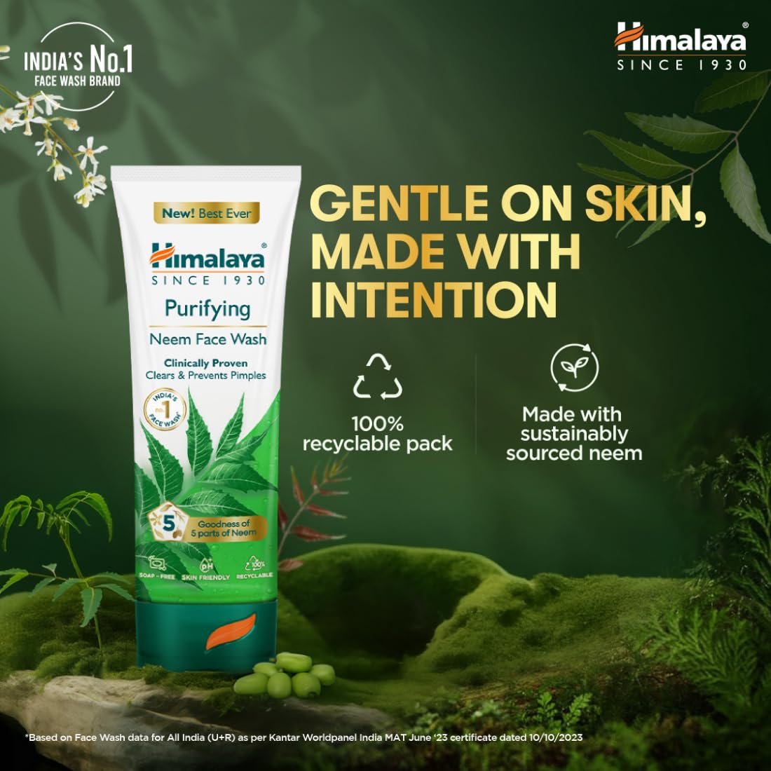 Himalaya Purifying Neem Face Wash, 400ml, Soap-Free, for Oily and Acne-Prone Skin - in use