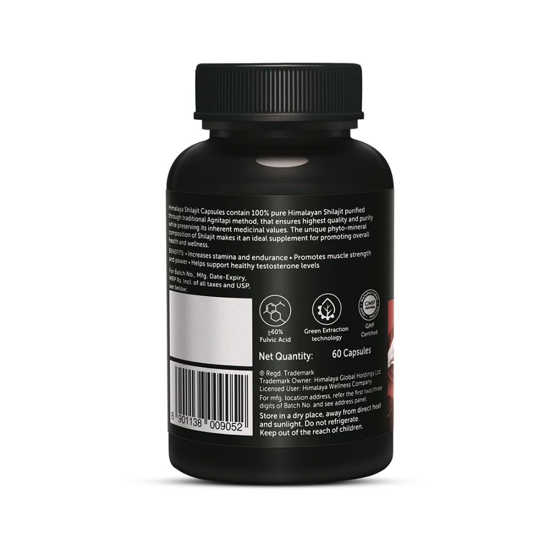 Himalaya Shilajit Capsule|60s|Enhances Stamina,Energy and Power|Supports Healthy Testosterone Levels - front view