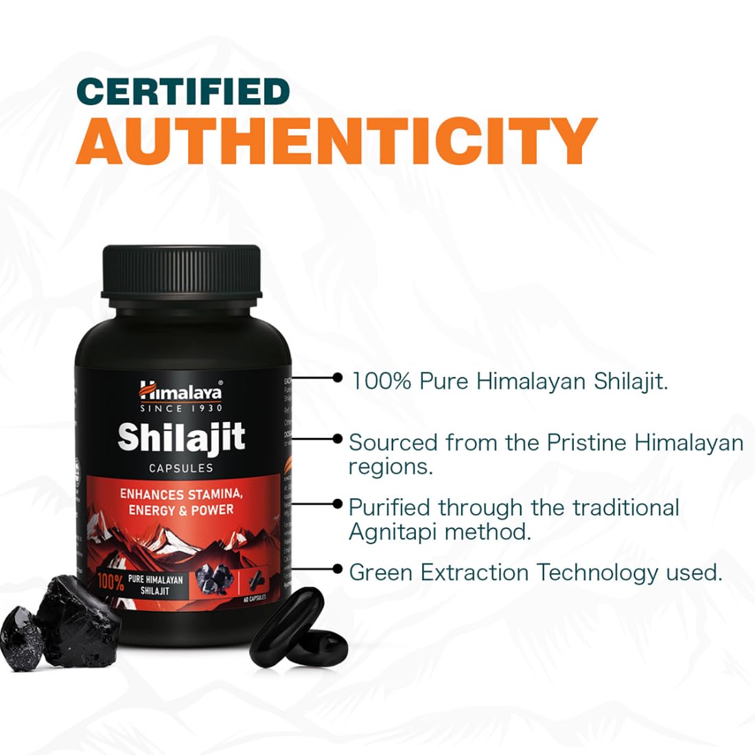 Himalaya Shilajit Capsule|60s|Enhances Stamina,Energy and Power|Supports Healthy Testosterone Levels - label detail