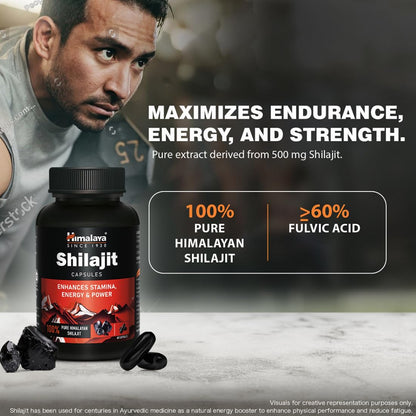 Himalaya Shilajit Capsule|60s|Enhances Stamina,Energy and Power|Supports Healthy Testosterone Levels - ingredients panel