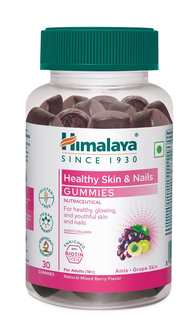 Himalaya Skin & Nail Health Gummies, Gelatin-Free Fruit Pectin Multivitamin, Vegetarian