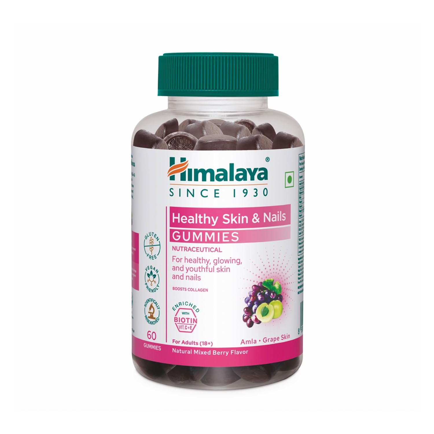 Himalaya Skin & Nail Health Gummies, Gelatin-Free Fruit Pectin Multivitamin, Vegetarian (9)