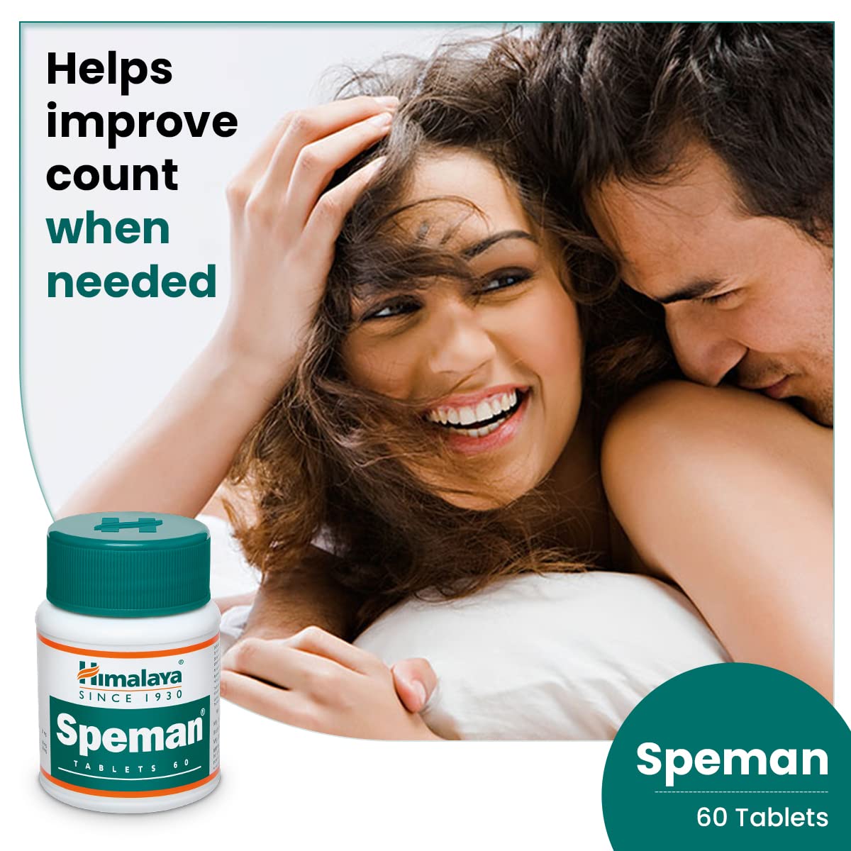 Himalaya Speman Tablets, 60 Count, Adult Dietary Supplement, 140g, Ayurvedic Formula, India - back view