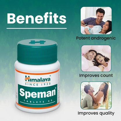 Himalaya Speman Tablets, 60 Count, Adult Dietary Supplement, 140g, Ayurvedic Formula, India - label detail