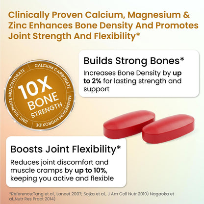 Himalayan Organics Calcium Magnesium Zinc Supplement with Vitamins D3, B12, K2, Vegetarian Tablets - back view (19)