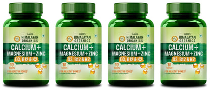 Himalayan Organics Calcium Magnesium Zinc Supplement with Vitamins D3, B12, K2, Vegetarian Tablets (6)