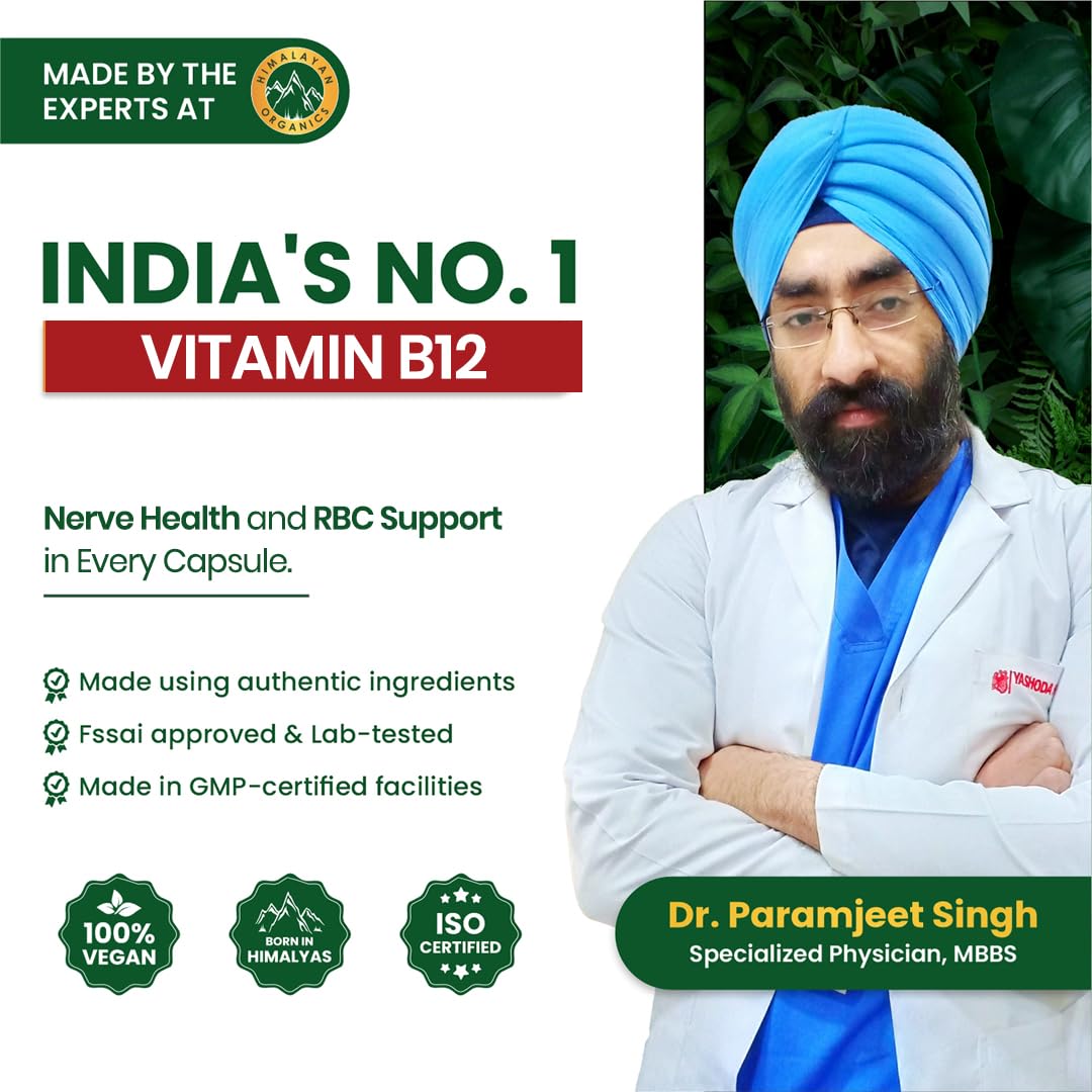 Himalayan Organics Vitamin B12 Supplement, Plant Based B-Complex with Moringa, Veg Tablets - in use