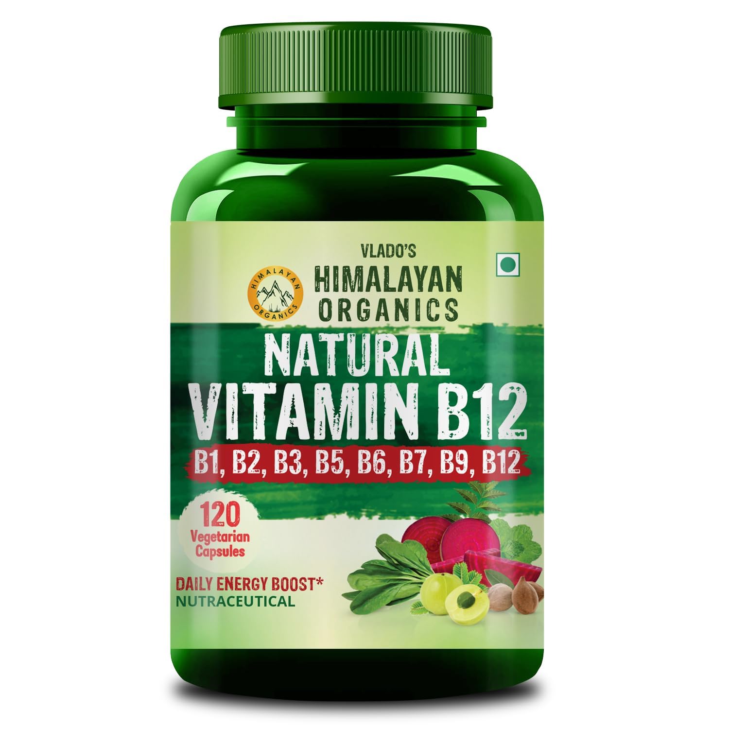 Himalayan Organics Vitamin B12 Supplement, Plant Based B-Complex with Moringa, Veg Tablets (4)
