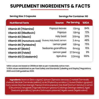 Himalayan Organics Vitamin B12 Supplement, Plant Based B-Complex with Moringa, Veg Tablets - front view (5)
