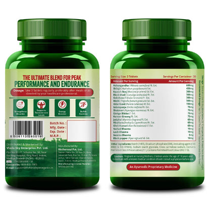 HIMALAYAN ORGANICS Vlado's Men's Supplement, 90 Veg Tablets, 2800mg+ with Ashwagandha, Shilajit, Kaunch Beej - size and scale