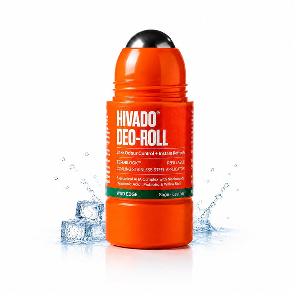 HIVADO Refillable Roll-On Deodorant 40ml with Cooling Stainless Steel Ball Applicator, Aluminium-Free, Alcohol-Free, Unisex