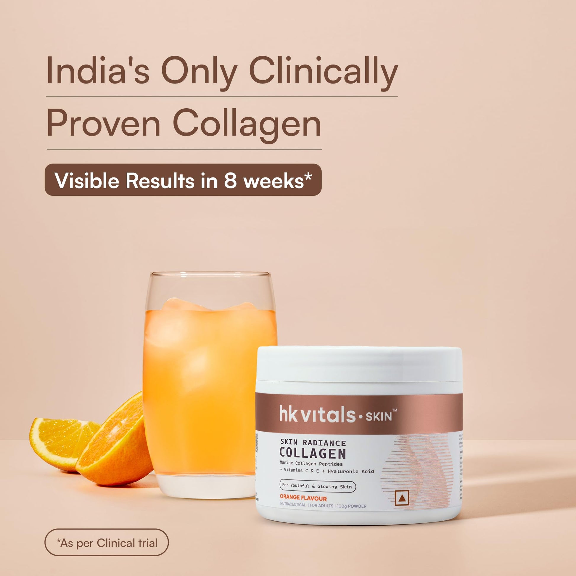 HK Vitals Collagen Powder Supplement, Marine Collagen with Vitamin C, E, Biotin and Hyaluronic Acid, Unisex Nutritional Suppl