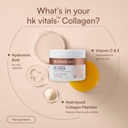 HK Vitals Collagen Powder Supplement, Marine Collagen with Vitamin C, E, Biotin and Hyaluronic Acid, Unisex Nutritional Suppl