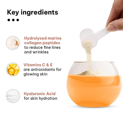 HK Vitals Collagen Powder Supplement, Marine Collagen with Vitamin C, E, Biotin and Hyaluronic Acid, Unisex Nutritional Suppl
