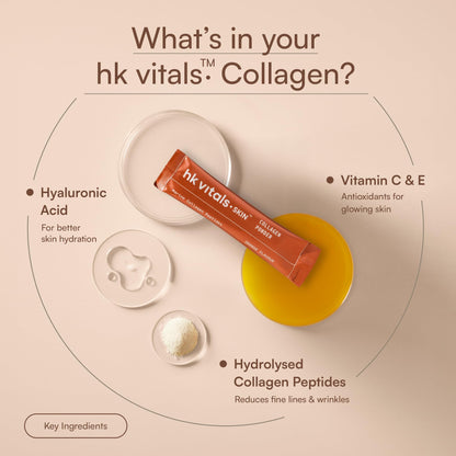 HK Vitals Collagen Powder Supplement, Marine Collagen with Vitamin C, E, Biotin and Hyaluronic Acid, Unisex Nutritional Suppl