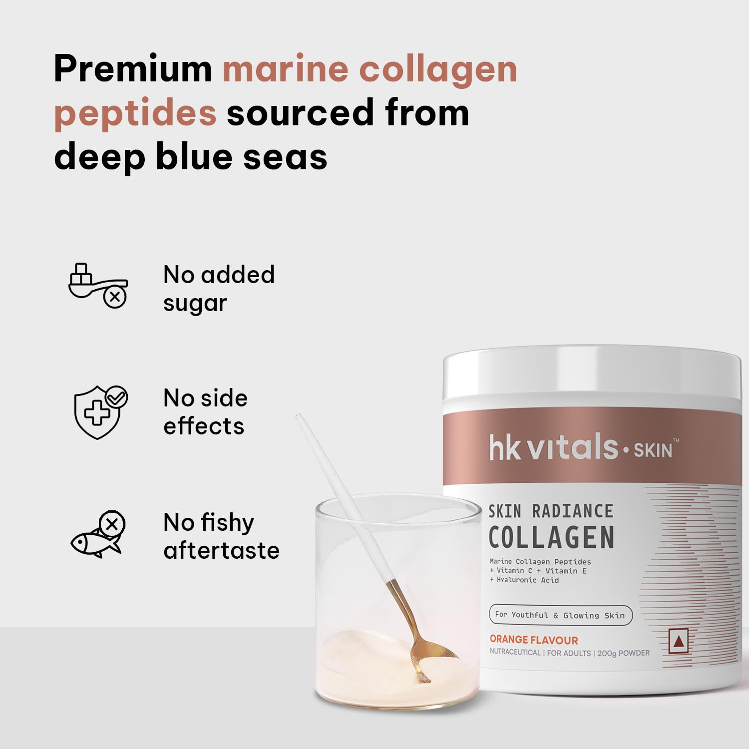 HK Vitals Collagen Powder Supplement, Marine Collagen with Vitamin C, E, Biotin and Hyaluronic Acid, Unisex Nutritional Suppl