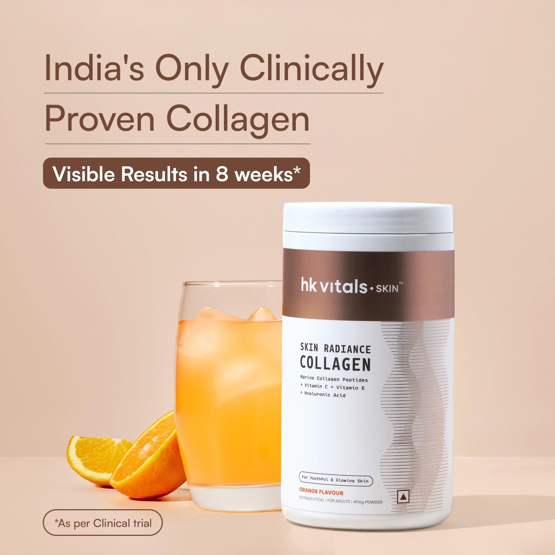 HK Vitals Collagen Powder Supplement, Marine Collagen with Vitamin C, E, Biotin and Hyaluronic Acid, Unisex Nutritional Suppl
