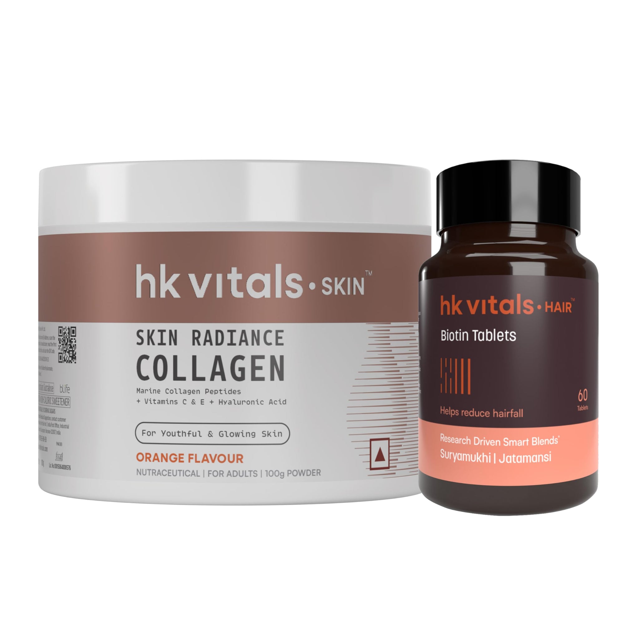 HK Vitals Collagen Powder Supplement, Marine Collagen with Vitamin C, E, Biotin and Hyaluronic Acid, Unisex Nutritional Suppl