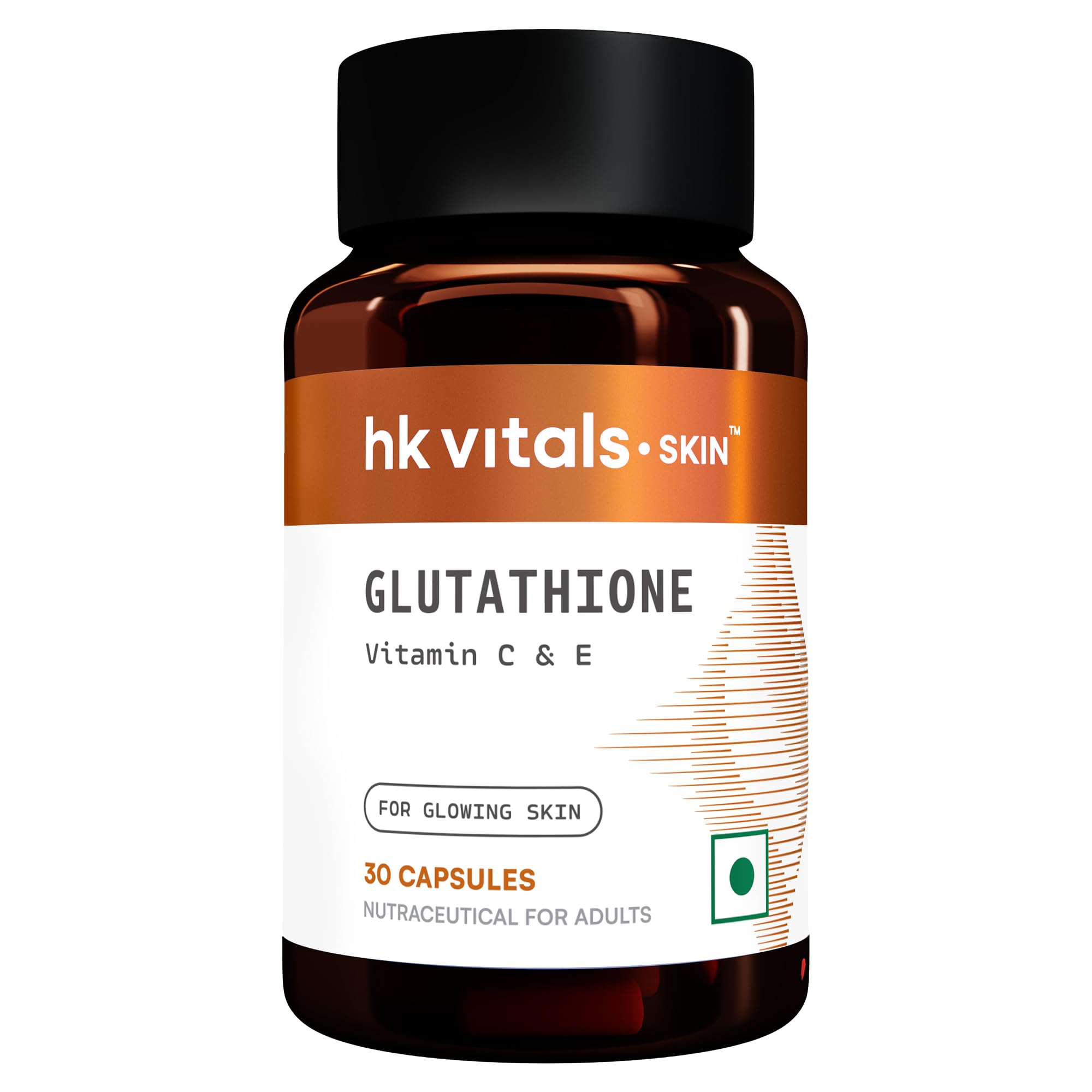 HK Vitals Glutathione, 30 Veg Capsules, Dietary Supplement with L-Glutathione and Antioxidants