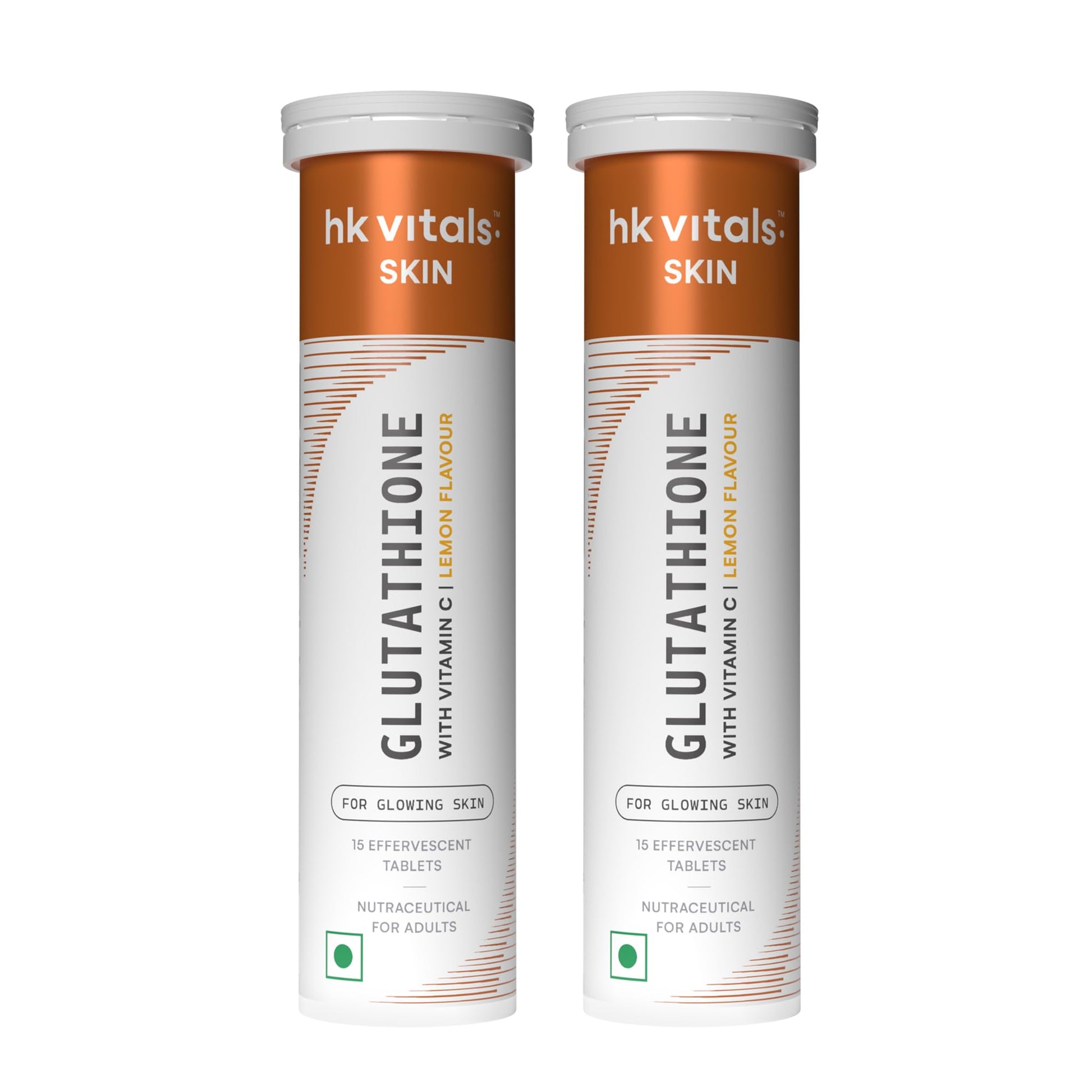 HK Vitals Glutathione Effervescent Tablets, 600mg L-Glutathione with Vitamin C & E, Nutritional Supplement, 15 Count (Pack of