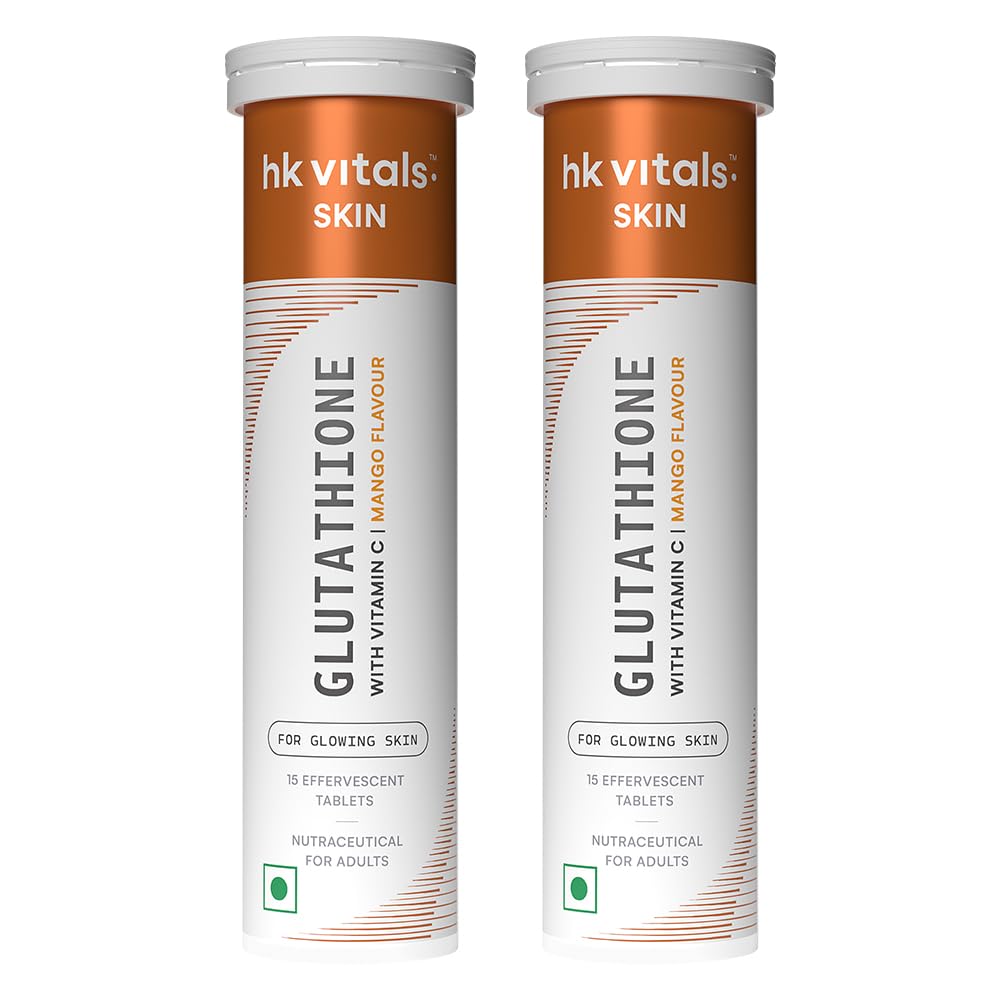 HK Vitals Glutathione Effervescent Tablets, 600mg L-Glutathione with Vitamin C & E, Nutritional Supplement, 15 Count (Pack of