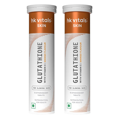 HK Vitals Glutathione Effervescent Tablets, 600mg L-Glutathione with Vitamin C & E, Nutritional Supplement, 15 Count (Pack of