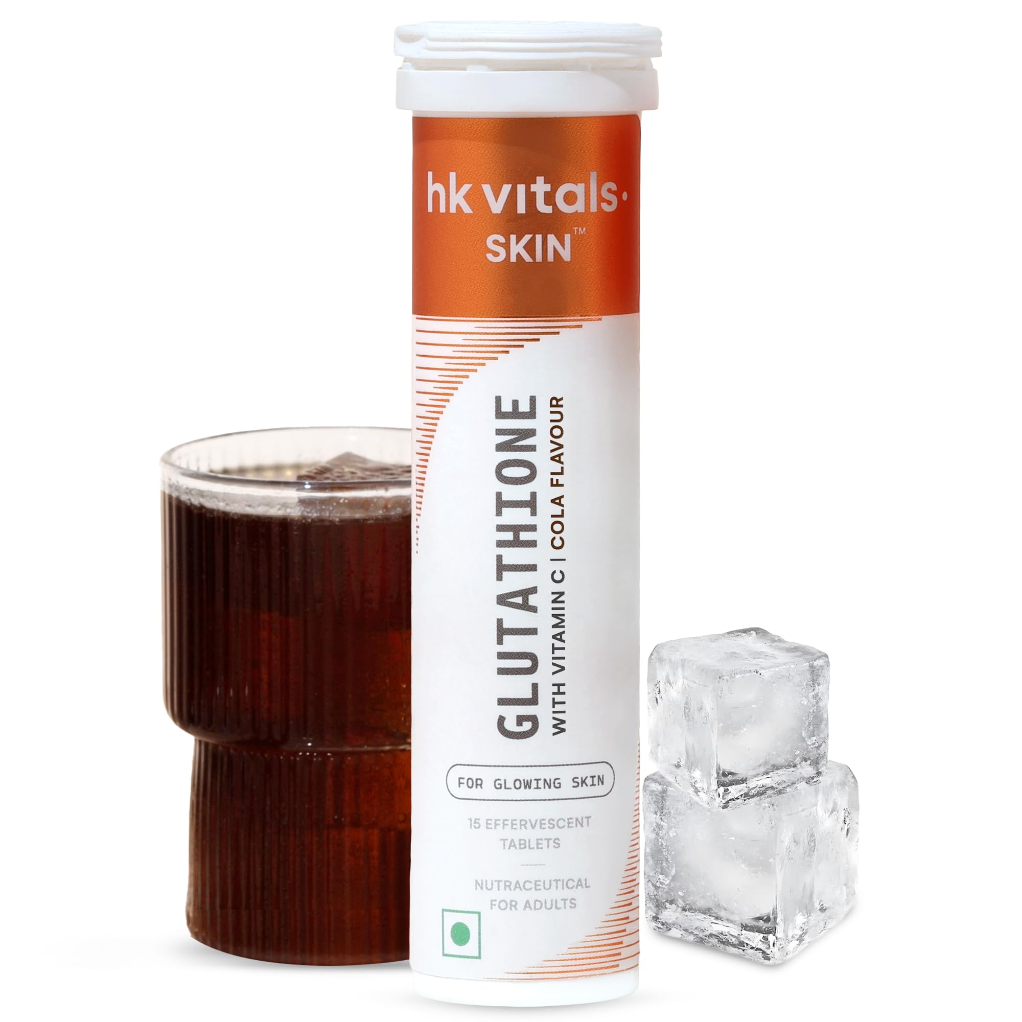 HK Vitals Glutathione Effervescent Tablets, 600mg L-Glutathione with Vitamin C & E, Nutritional Supplement, 15 Count (Pack of