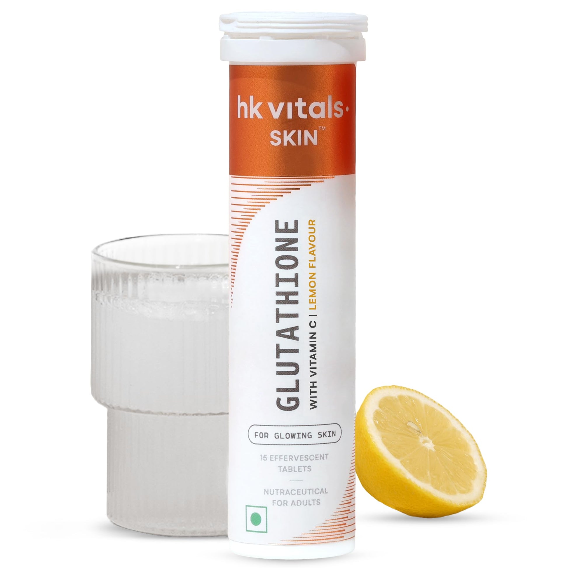 HK Vitals Glutathione Effervescent Tablets, 600mg L-Glutathione with Vitamin C & E, Nutritional Supplement, 15 Count (Pack of