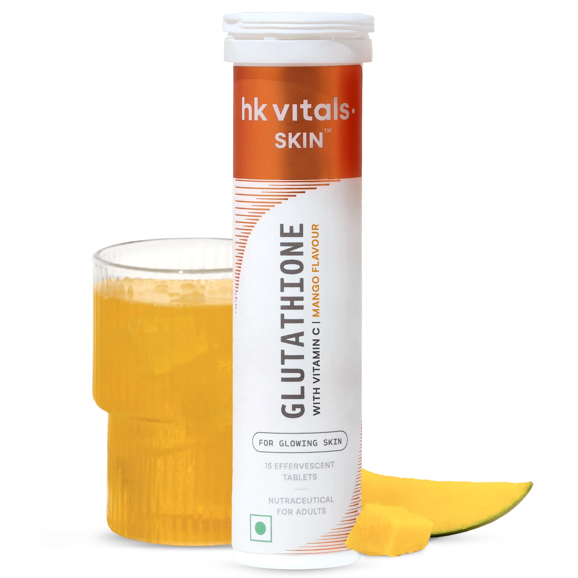 HK Vitals Glutathione Effervescent Tablets, 600mg L-Glutathione with Vitamin C & E, Nutritional Supplement, 15 Count (Pack of