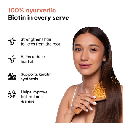 HK Vitals Hair Vitamins for Women, Vitamin B7 Biotin Tablets with Ashwagandha Tulsi Amla, Adult Dietary Supplement - front vi