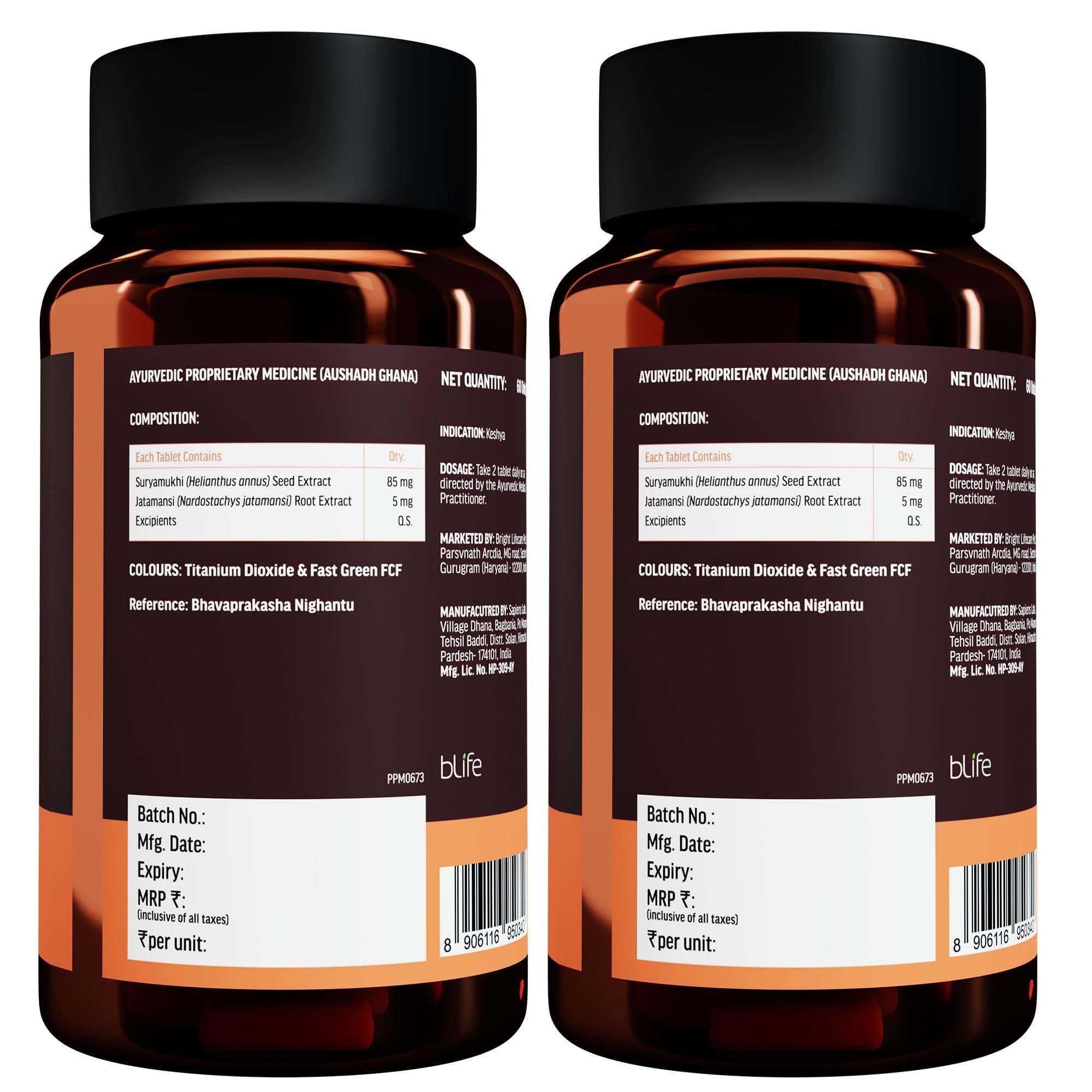 HK Vitals Hair Vitamins for Women, Vitamin B7 Biotin Tablets with Ashwagandha Tulsi Amla, Adult Dietary Supplement - close-up