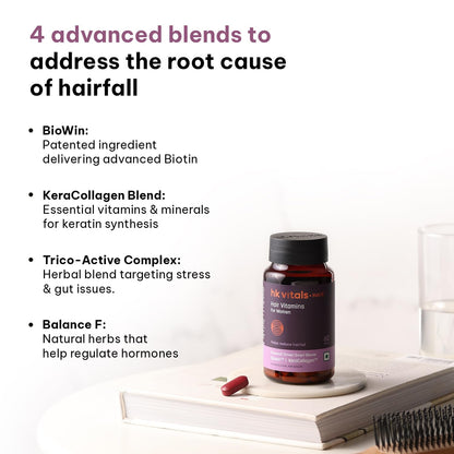 HK Vitals Hair Vitamins for Women, Vitamin B7 Biotin Tablets with Ashwagandha Tulsi Amla, Adult Dietary Supplement - packagin